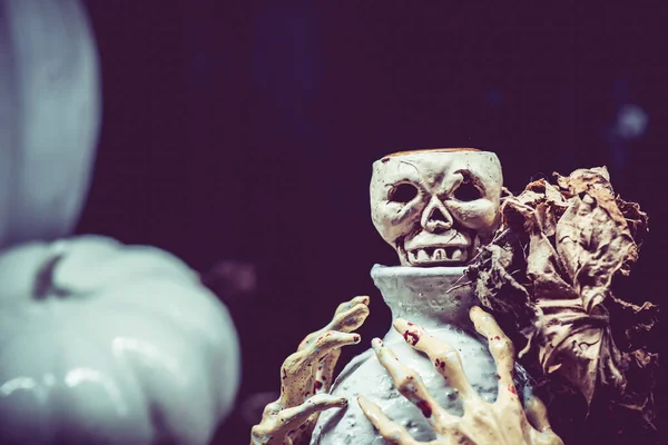 Halloween Fundo Com Esqueleto Fundo Preto — Fotografia de Stock