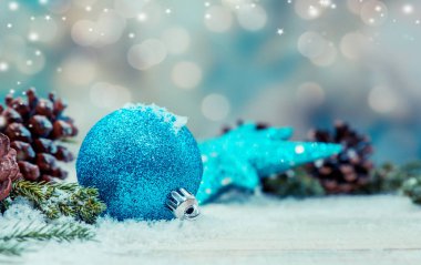 Yeni yıl kompozisyonu ve arka plan için Noel kutlaması konsepti