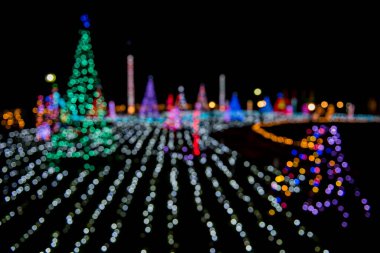 Noel ışığı dekorasyonu ve soyut bokeh bulanık arkaplan