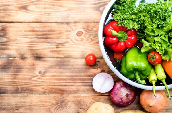 Colorido Trago Verduras Orgánicas Frescas Para Cocinar Alimentos Dietéticos Otoño — Foto de Stock