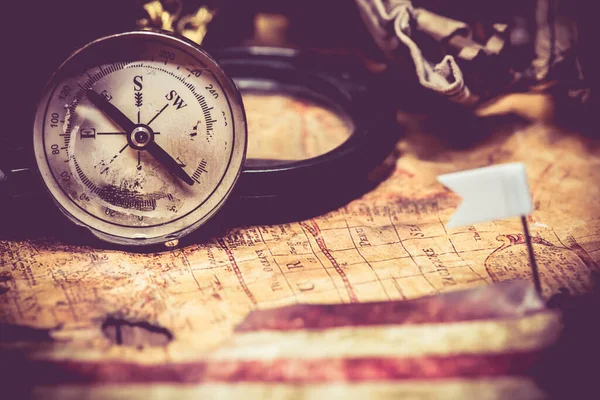 Columbus Day Mapa Světa Kompasem — Stock fotografie