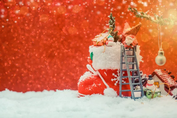 Vrolijk Kerstfeest Gelukkig Nieuwjaar Winterseizoen Decoratie Sneeuw — Stockfoto