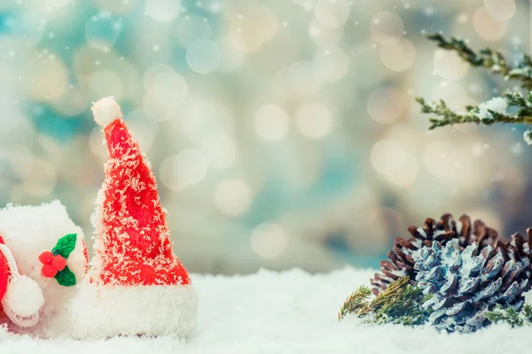 Vrolijk Kerstfeest Gelukkig Nieuwjaar Winterseizoen Decoratie Sneeuw — Stockfoto