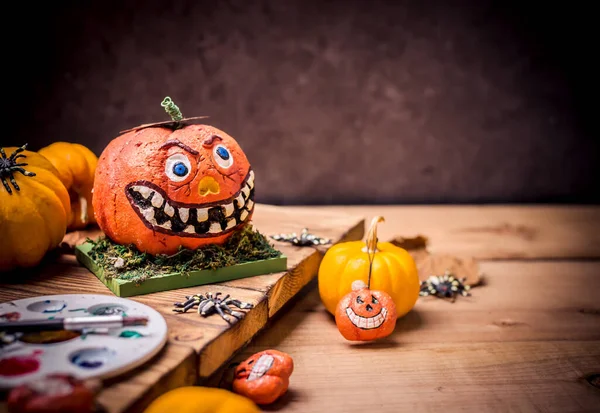 Happy Halloween Werewolf Zombie Hands Painting Scary Pumpkin Trick Treat — Stock Photo, Image