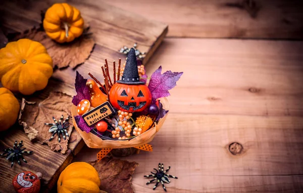 Happy Halloween Making Scary Pumpkin Gift Trick Treat Party Copy — Stock Photo, Image