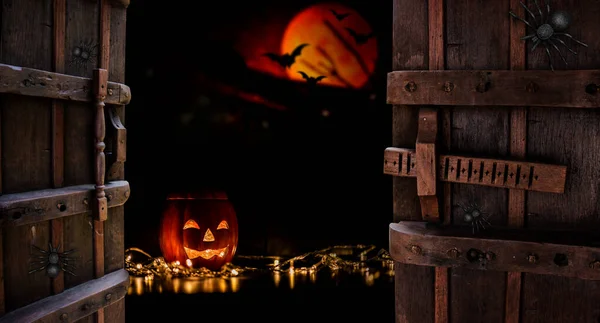 Närbild Bild Halloween Pumpa För Bakgrund — Stockfoto