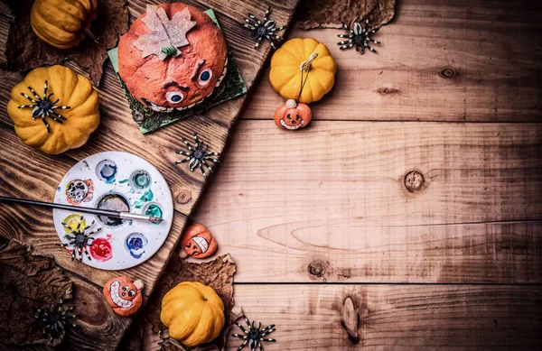 Happy Halloween Werewolf Zombie Hands Painting Scary Pumpkin Trick Treat — Stock Photo, Image