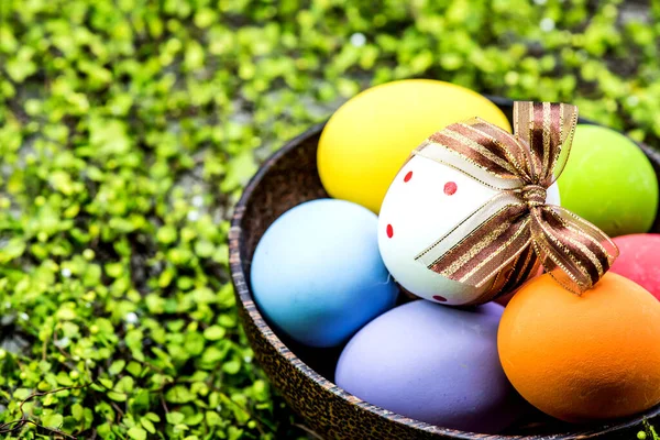 Primer Plano Huevos Pascua Para Celebración Pascua Concepto Fondo —  Fotos de Stock