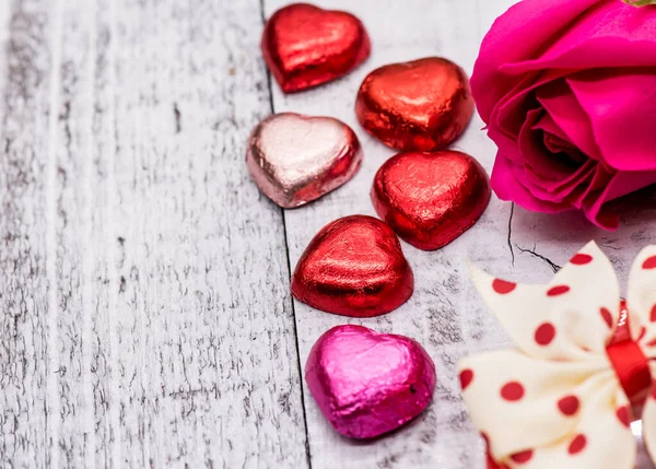 Close Shot Chocolate Candies Shape Hearts Valentines Day Concept — Stock Photo, Image