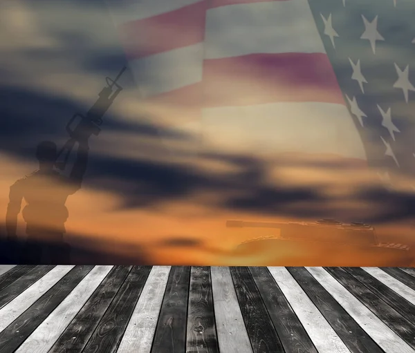 メモリアル フラッグ 退役軍人の日の背景を持つアメリカ国旗 — ストック写真