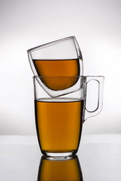 Tea in transparent mugs — Stock Photo, Image