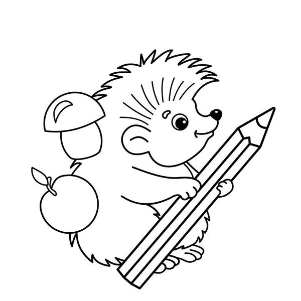 鉛筆で漫画ページ概要のハリネズミの着色。子供のための塗り絵 — ストックベクタ
