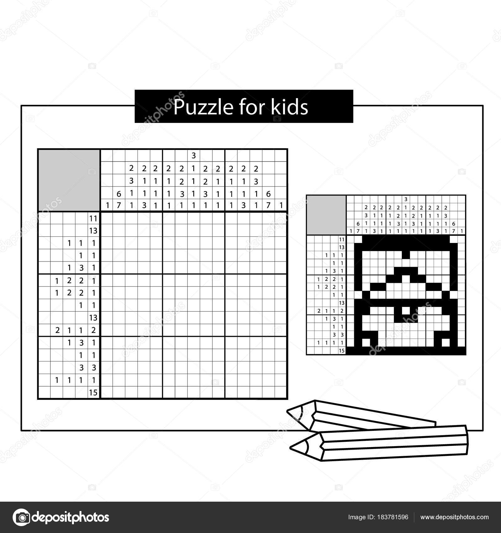 Scrigno del tesoro Bianco e nero giapponese cruciverba con risposta Nonogram con risposta Parole incrociate di grafico Gioco di puzzle per bambini
