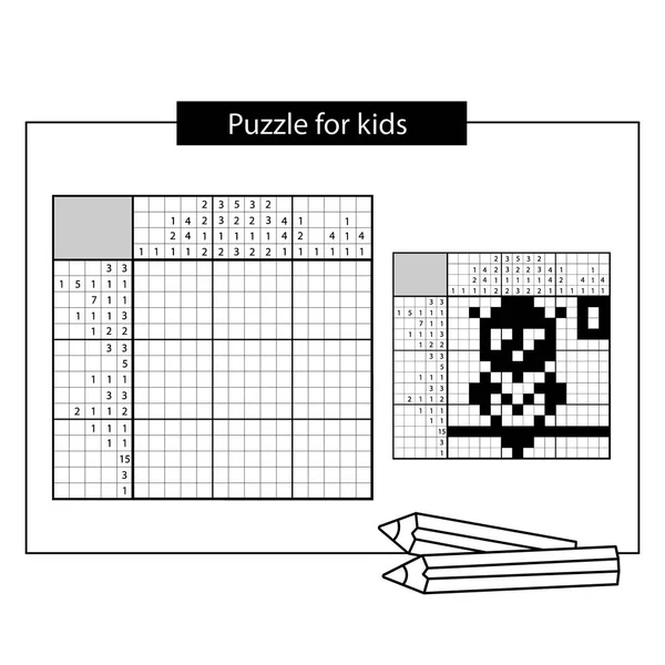 Búho. Crucigrama japonés blanco y negro con respuesta. Nonograma con respuesta. Crucigrama gráfico. Puzzle juego para niños . — Archivo Imágenes Vectoriales