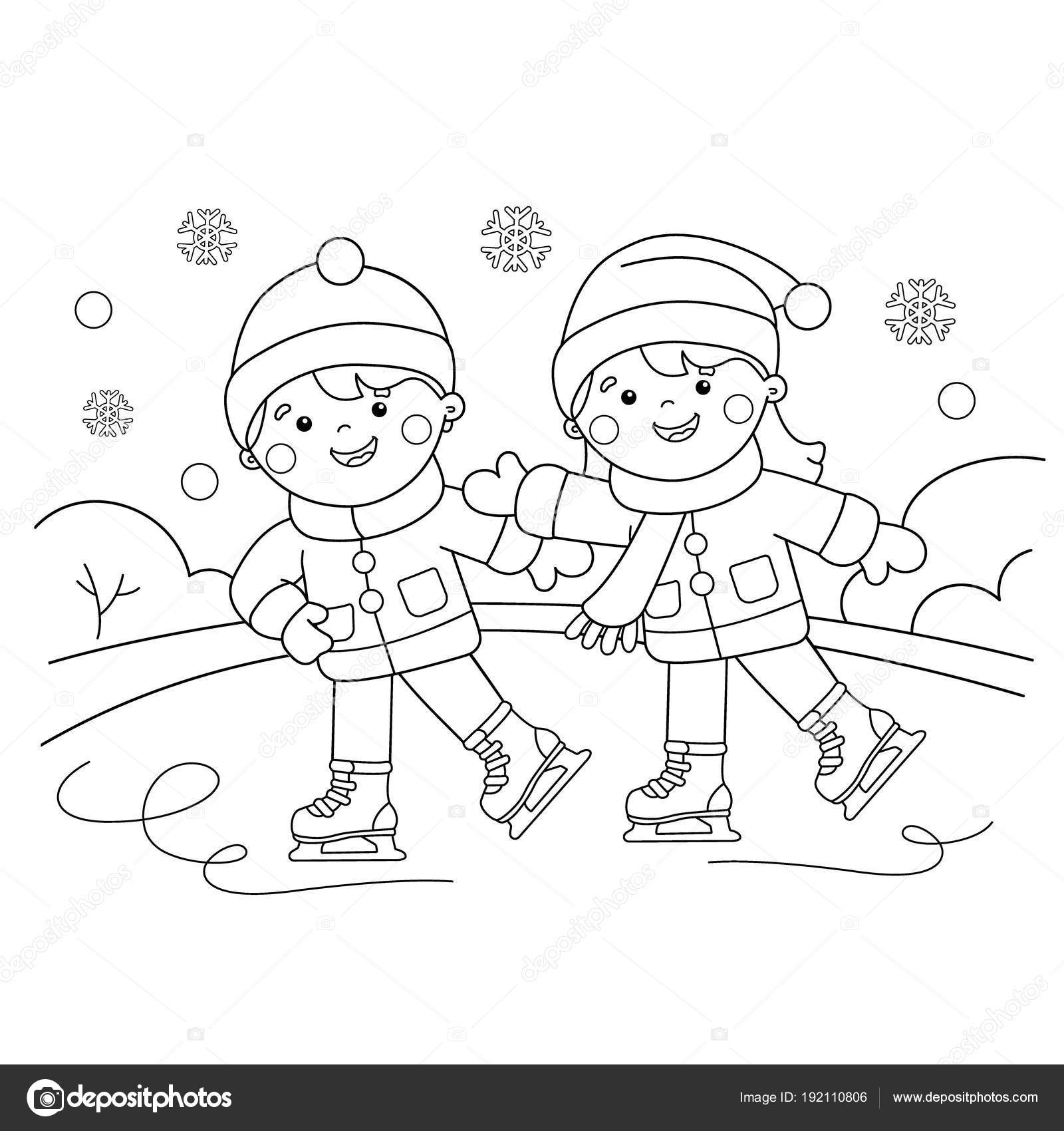 girl ice skating coloring page