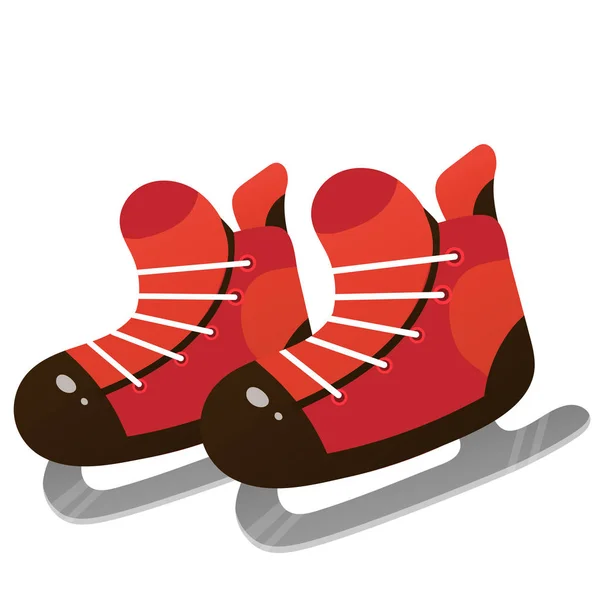 Červené brusle pro děti. Zimní sporty. Krasobruslení a hokej. — Stockový vektor