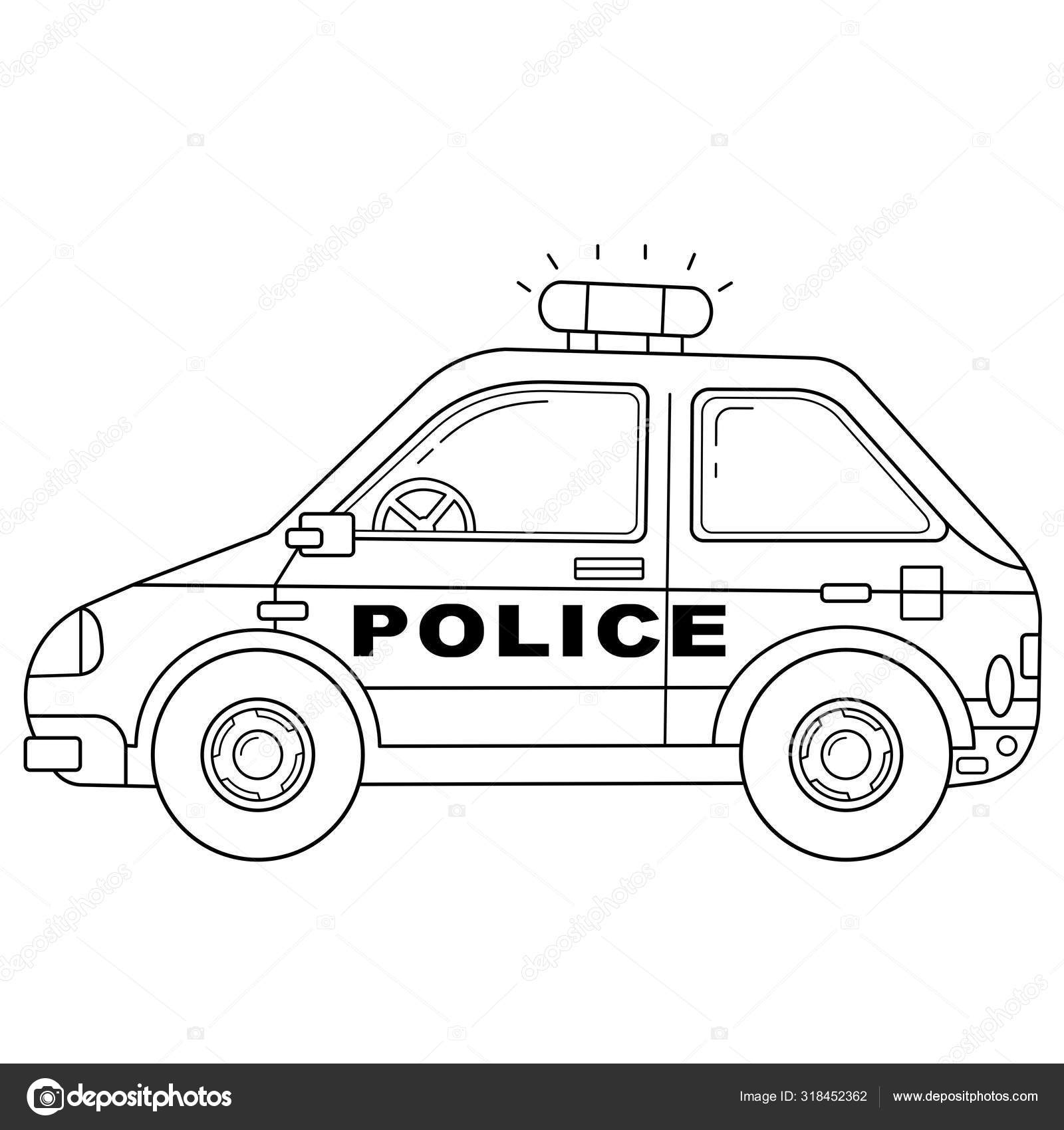 Coloring Page Outline Of cartoon police car. Police. Images transport ...
