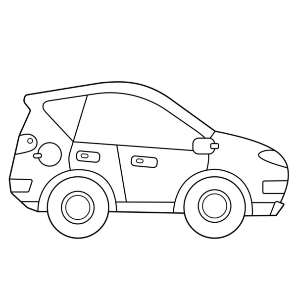 Coloriage Aperçu de la voiture de dessin animé. Transport d'images ou véhicule pour enfants. Vecteur. Livre à colorier pour enfants — Image vectorielle