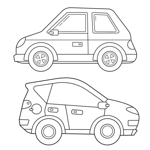 Coloriage Aperçu de la voiture de dessin animé. Transport d'images ou véhicule pour enfants. Vecteur. Livre à colorier pour enfants — Image vectorielle