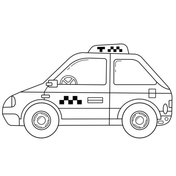 Coloriage Aperçu de la voiture de dessin animé. Un taxi. Transport d'images ou véhicule pour enfants. Vecteur. Livre à colorier pour enfants . — Image vectorielle