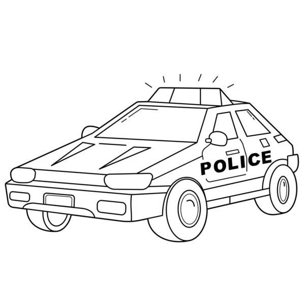 Coloriage Aperçu de la voiture de police dessin animé. Police. Transport d'images ou véhicule pour enfants. Vecteur. Livre à colorier pour enfants . — Image vectorielle