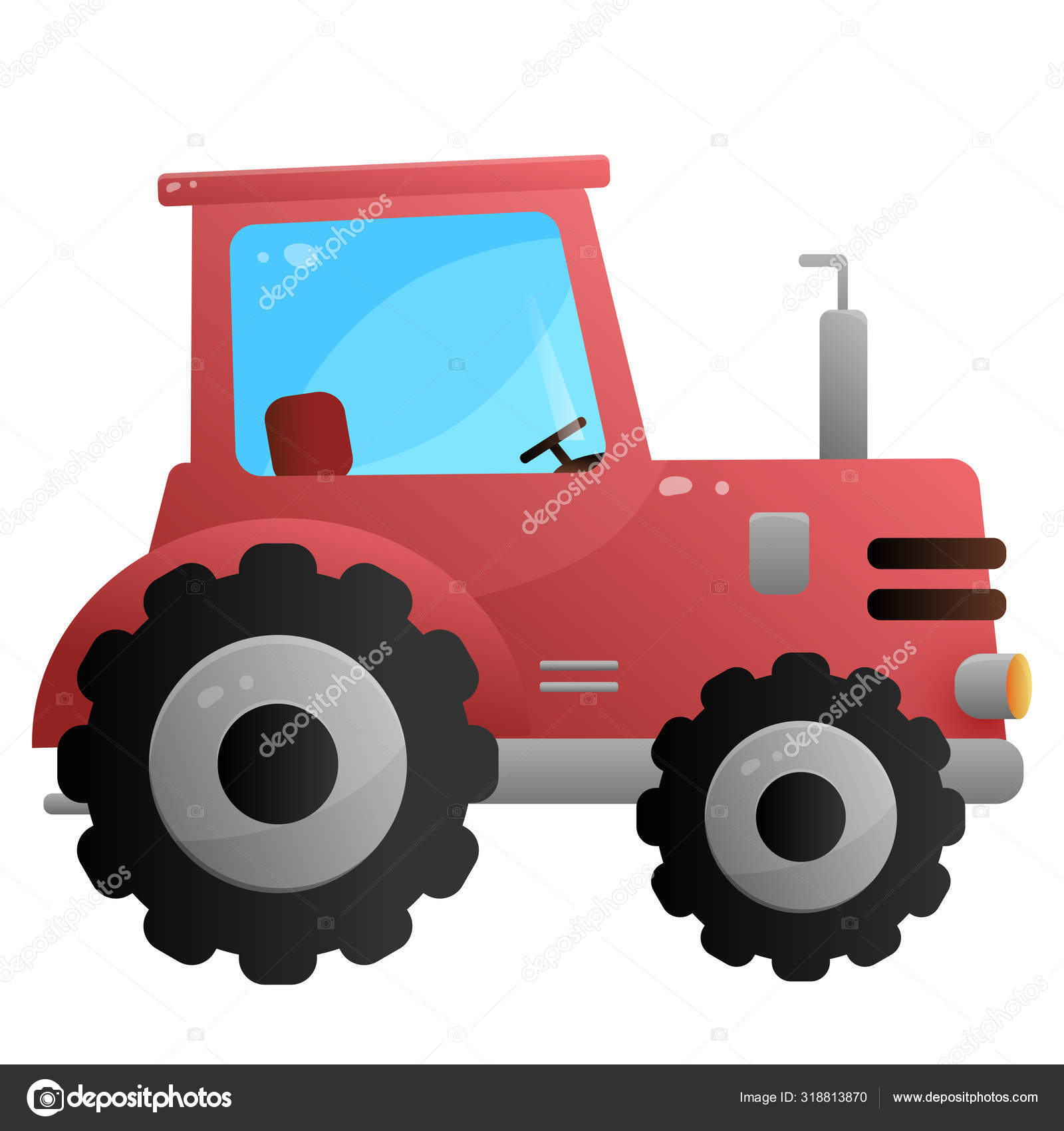 Color image of cartoon tractor on a white background. Red tractor. Vector  illustration of vehicle, transport for kids. Stock Vector Image by ©Oleon17  #318813870