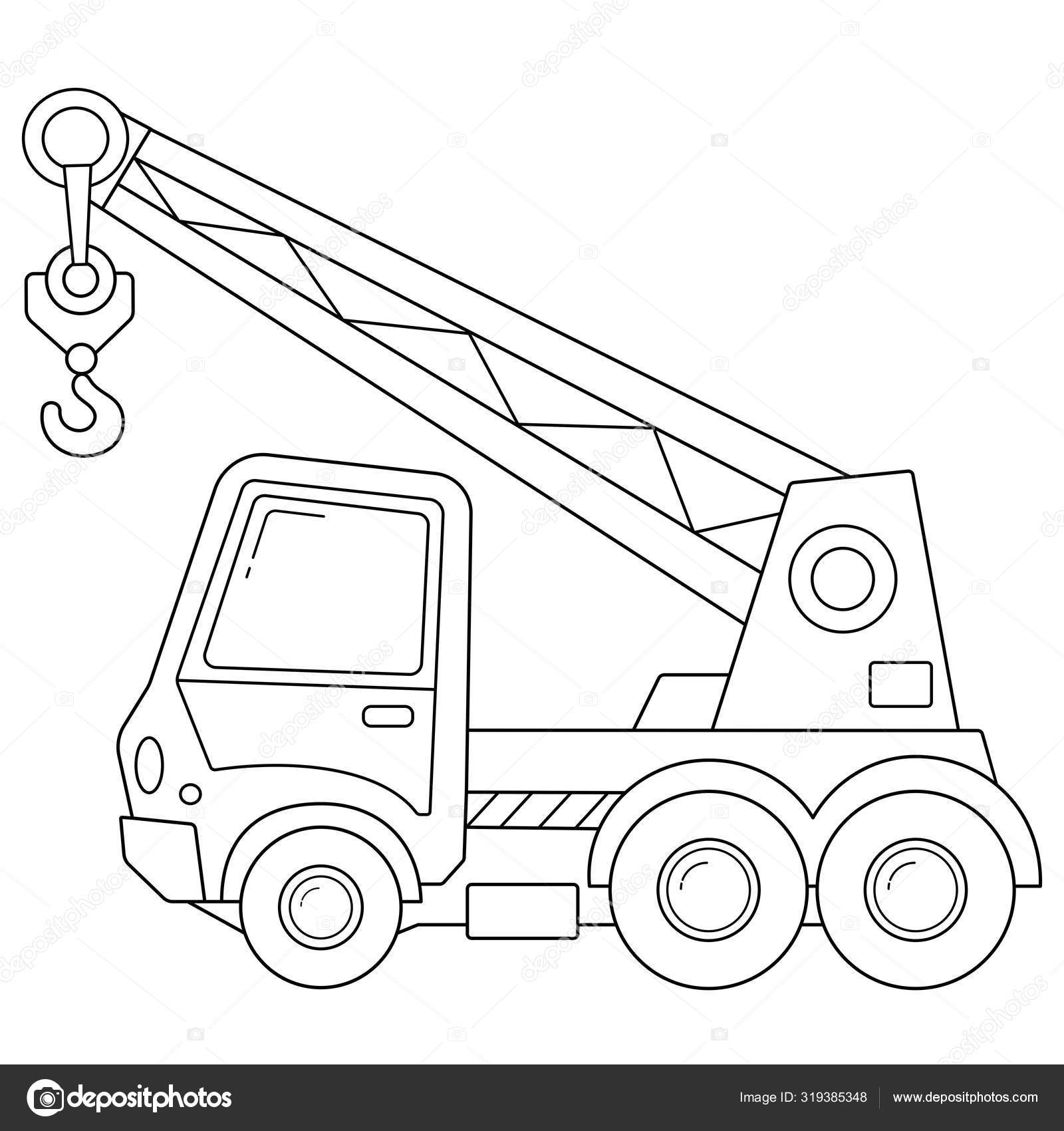 Ilustração vetorial cor crianças construção caminhão de reboque