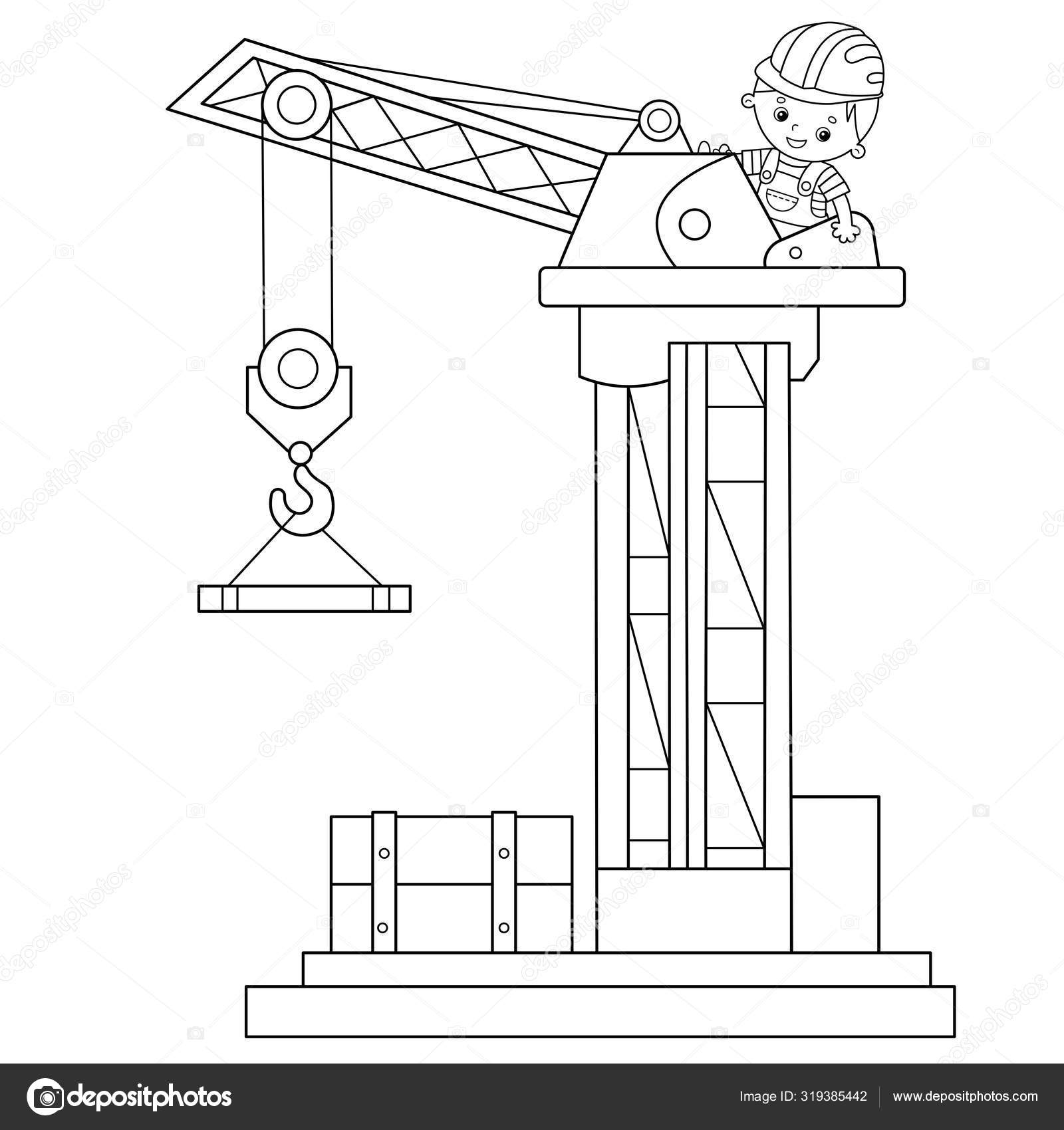 Desenho animado trator para colorir livro imagem vetorial de