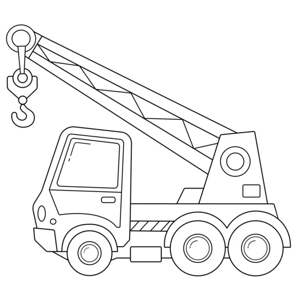 Coloring Page Outline Of cartoon truck crane. Construction vehicles. Coloring book for kids. — Stock Vector