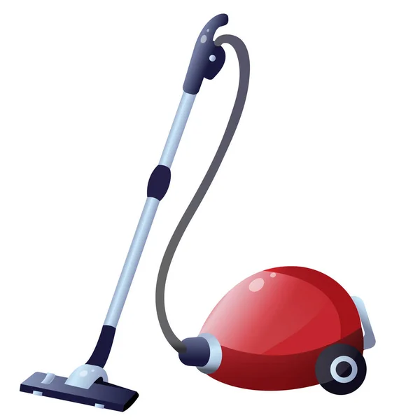 Color image of vacuum cleaner or hoover on white background. Tools for cleaning and housework. Household equipment. Vector illustration. — Stock Vector