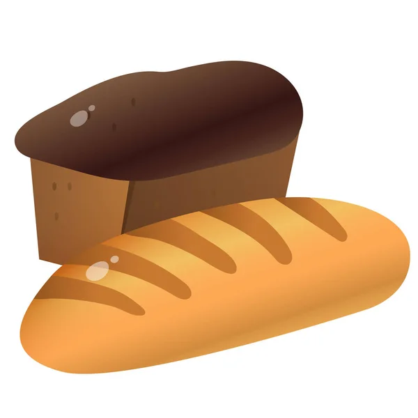 Imagen en color del pan con pan de trigo sobre fondo blanco. Comida y comida. Ilustración vectorial . — Vector de stock