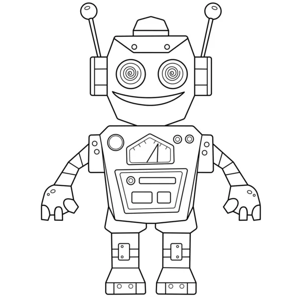 Kolorowanki strona zarys kreskówki robota dla dzieci. Wektor. Kolorowanki dla dzieci. — Wektor stockowy