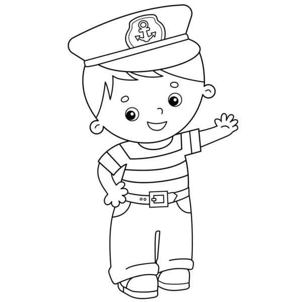 Coloring Page Sammanfattning av tecknad sjöman. Yrke. Målarbok för barn. — Stock vektor