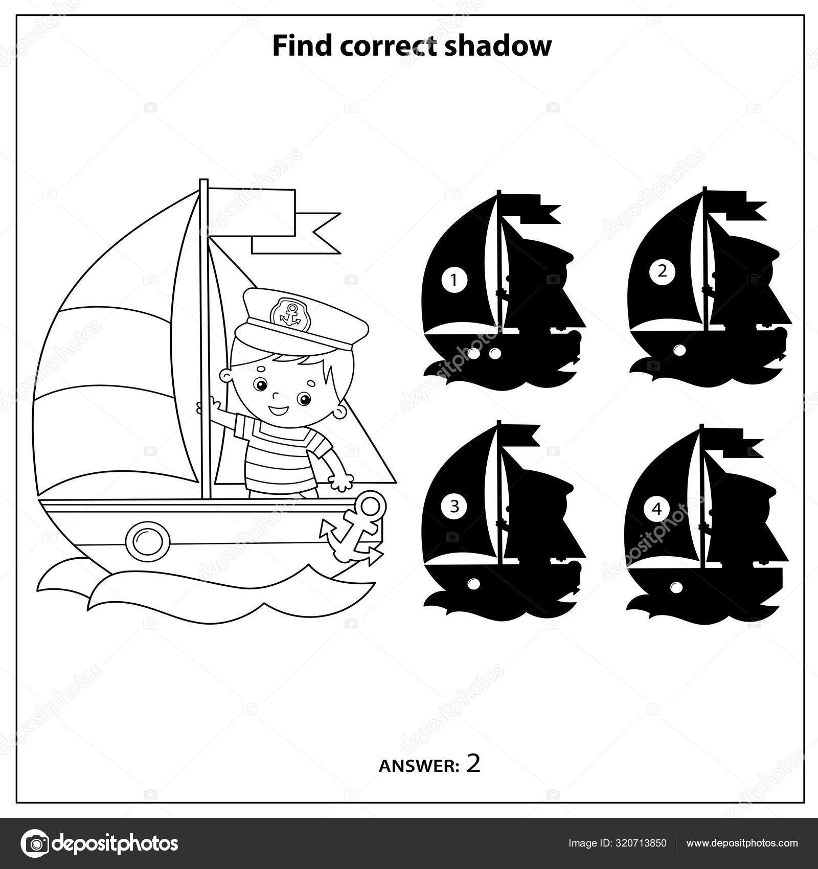 sombra jogos com desenho animado conceitos coloração página