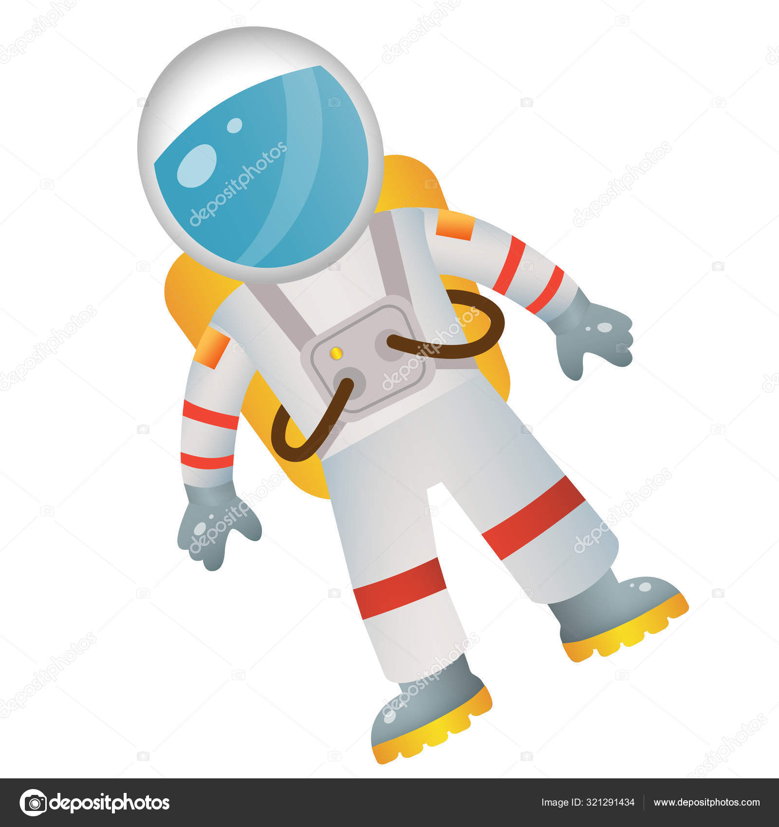 Color image of cartoon astronaut in spacesuit on white background. Space.  Vector illustration for kids. Stock Vector Image by ©Oleon17 #321291434