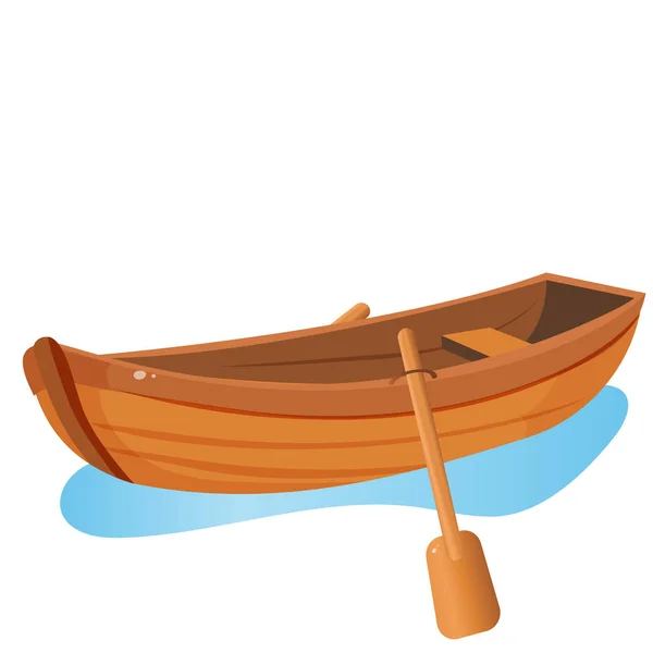 Color image of cartoon boat with paddles on white background. Hobby and