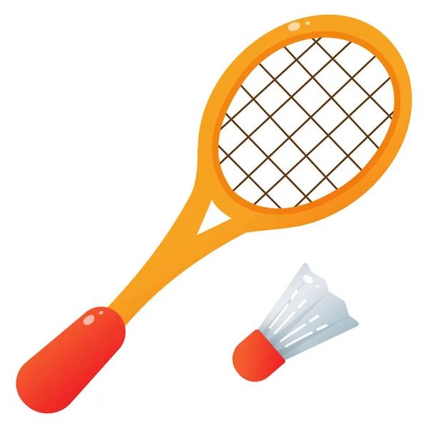 Imagen a color de la raqueta de dibujos animados con volante sobre fondo blanco. Deporte. Bádminton o tenis. Ilustración vectorial . — Vector de stock