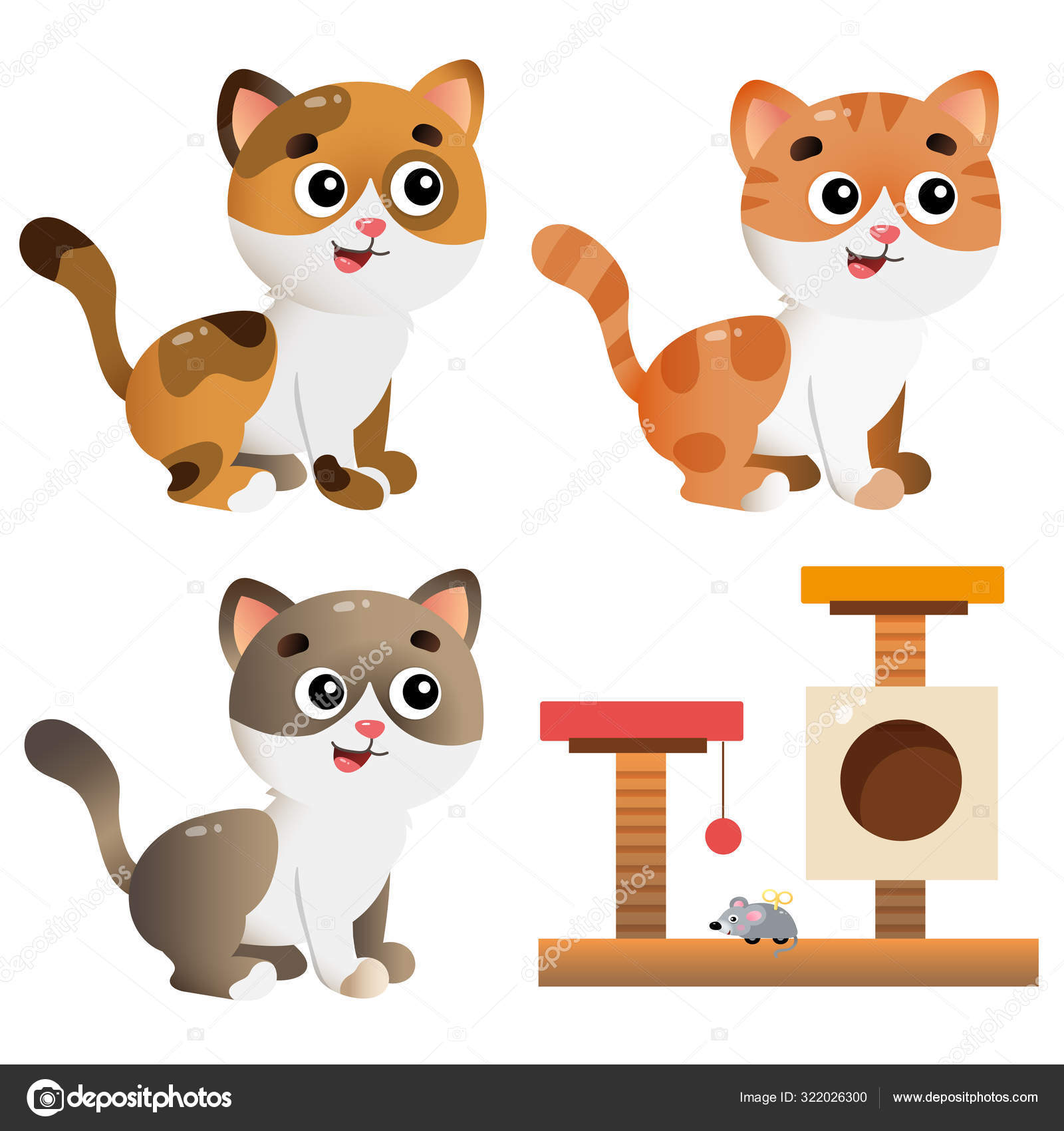 Jogo De Animação De Gatos, Animais De Estimação Coloridos E