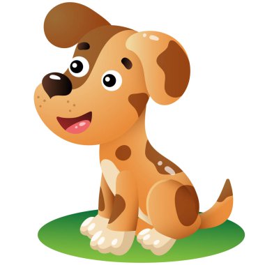 Beyaz arka planda çizgi film köpeğinin renkli görüntüsü. Evcil hayvanlar. Çocuklar için vektör illüstrasyonu.