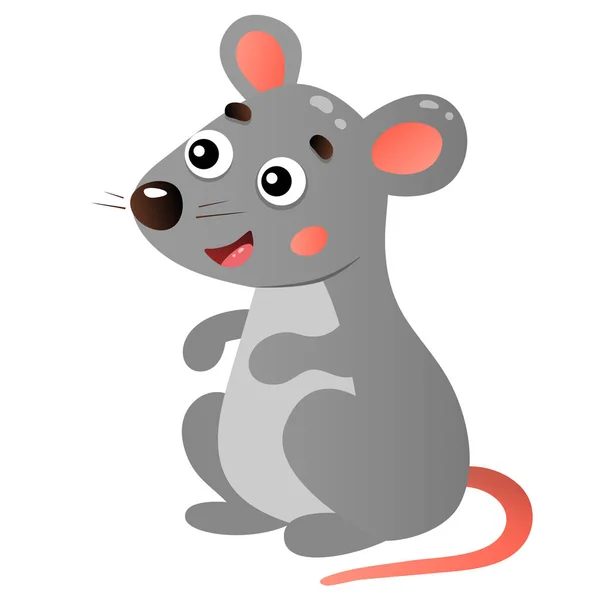 Imagen a color del ratón de dibujos animados sobre fondo blanco. Animales. Ilustración vectorial para niños . — Vector de stock