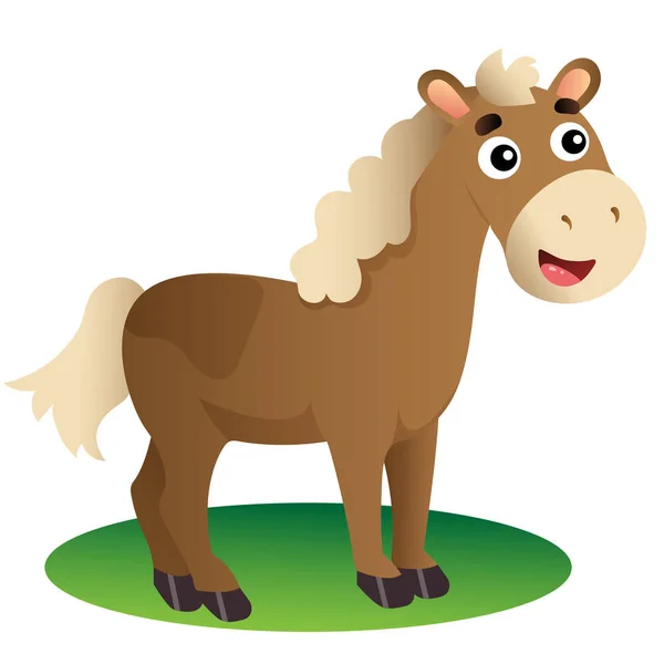 Color image of cartoon horse on white background. Farm animals. Vector illustration for kids. — Stock Vector