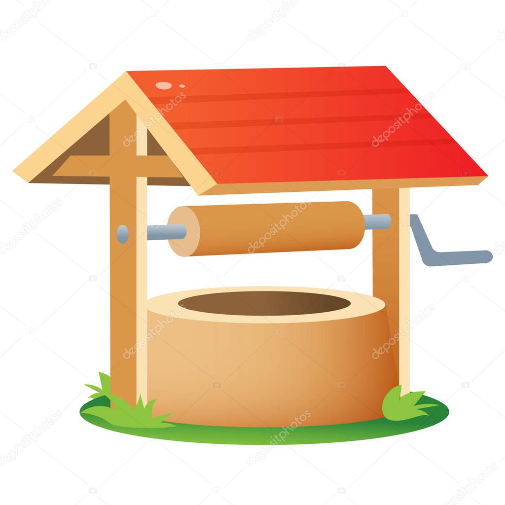 Color image of cartoon borehole or well on white background. Vector illustration.