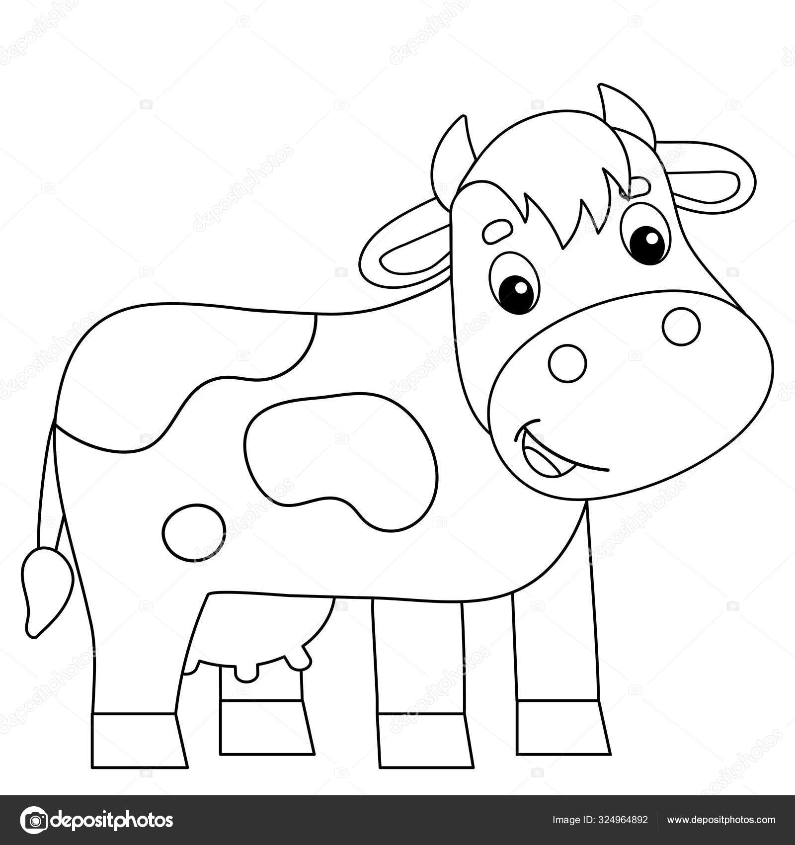 Coloring Page Outline of cartoon cow. Farm animals. Coloring book for kids.  Stock Vector Image by ©Oleon17 #324964892