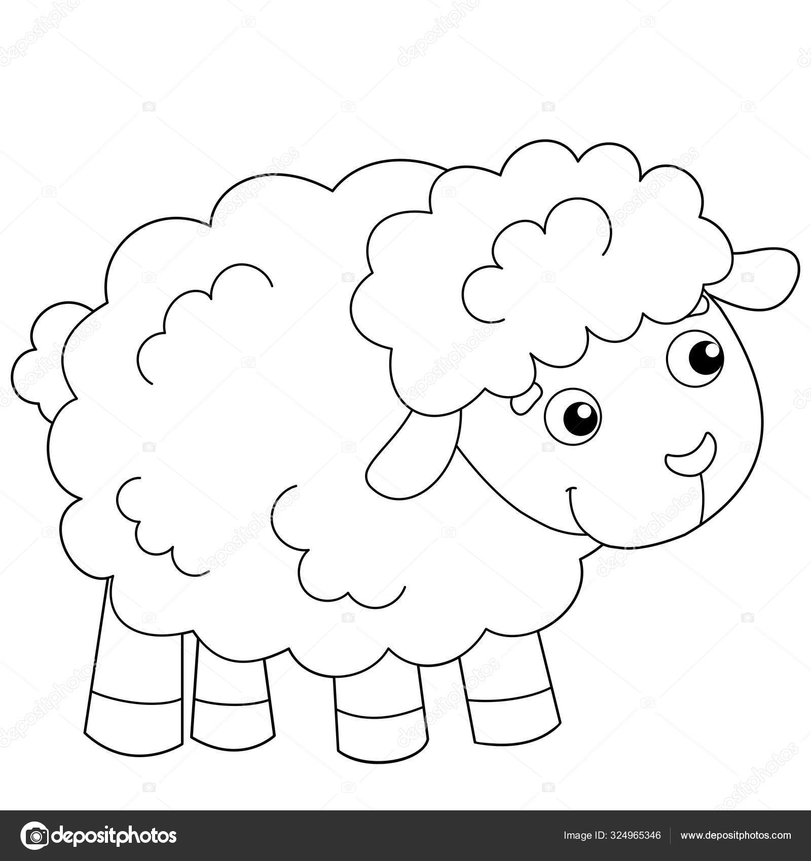 Desenhos de animais fofos para colorir para crianças desenho preto e branco  de um cordeiro para colorir