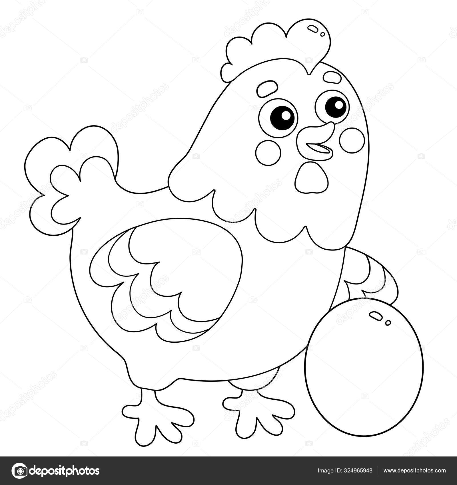 Livro De Colorir Para Crianças Galinha De Desenho Animado Em Um Xale  Ilustração do Vetor - Ilustração de plumagem, galinha: 262750552