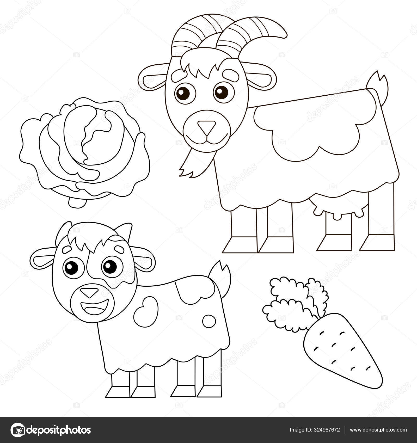 Download Coloring Page Outline Of Cartoon Nanny Goat With Kid Farm Animals Coloring Book For Kids Vector Image By C Oleon17 Vector Stock 324967672