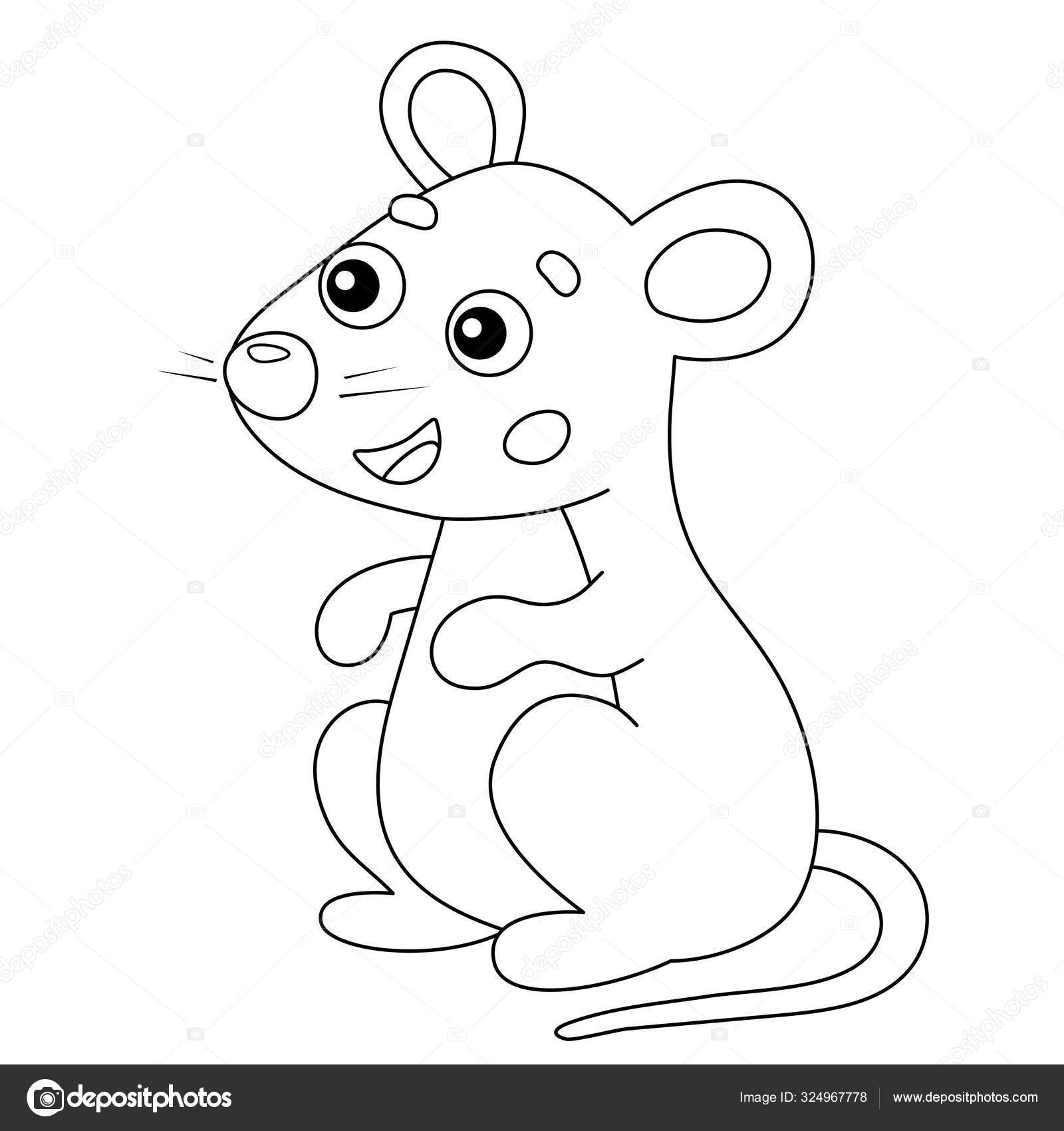 Página para colorear Esquema del ratón de dibujos animados