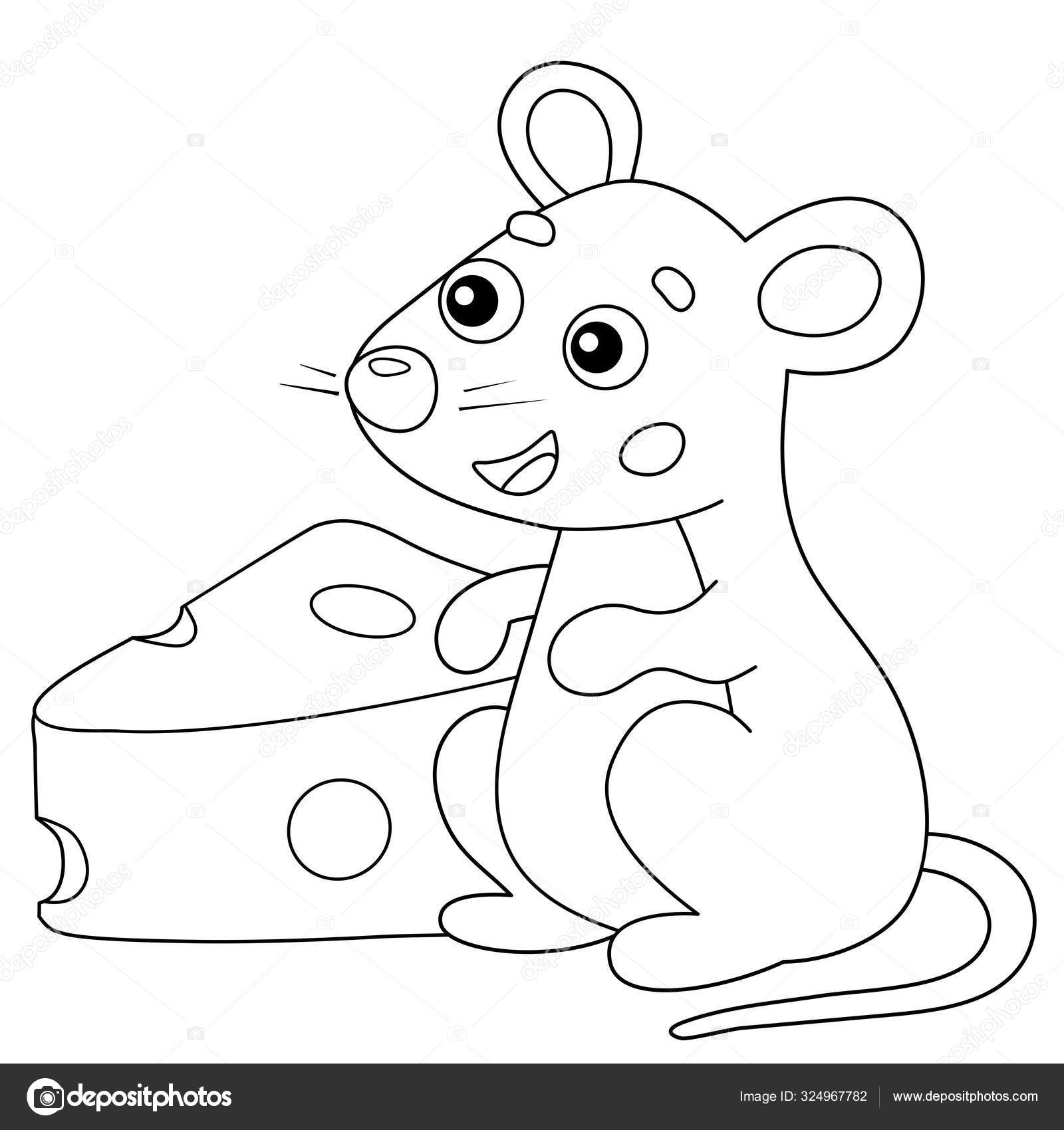 Download Coloring Page Outline Of Cartoon Mouse With Cheese Animals Coloring Book For Kids Vector Image By C Oleon17 Vector Stock 324967782