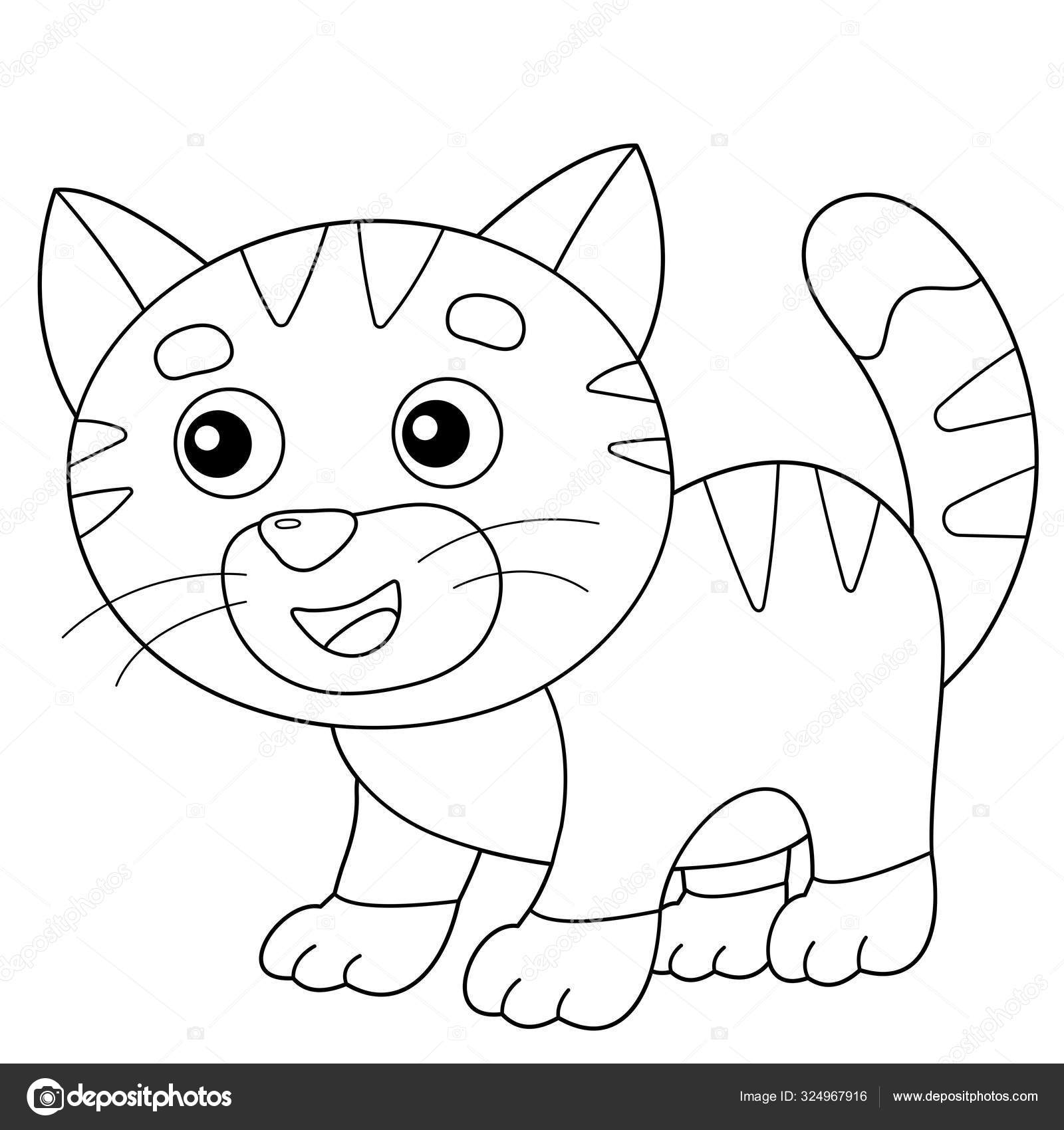 Coloring Page Outline of cartoon kitten. Pets. Coloring book for ...
