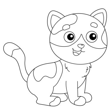 Çizgi filmdeki kediyle kediyi boyama sayfası. Evcil hayvanlar. Çocuklar için boyama kitabı.